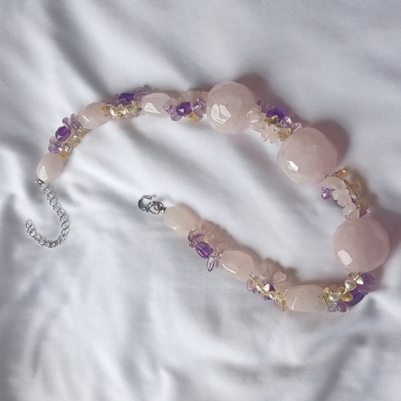 NECKLACE, AMETHYST  GENUINE COLD STONES,  NWOT 28.5mm - Picture 6 of 6